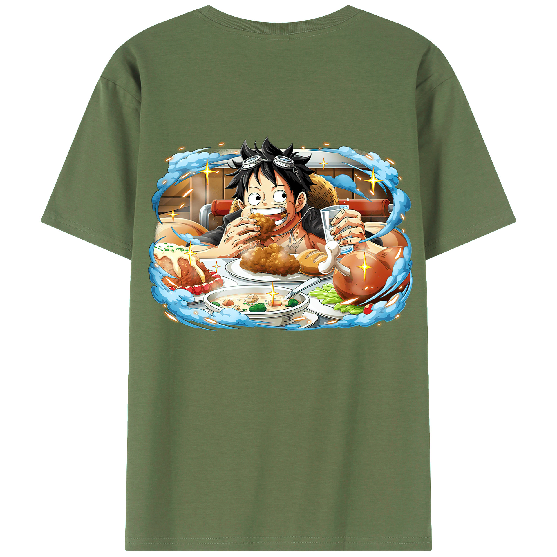 ワンピース モンキー・D・ルフィ ONE PIECE Monkey D. Luffy 綿100％ メンズ半袖Tシャツ（バックプリント） 通気性